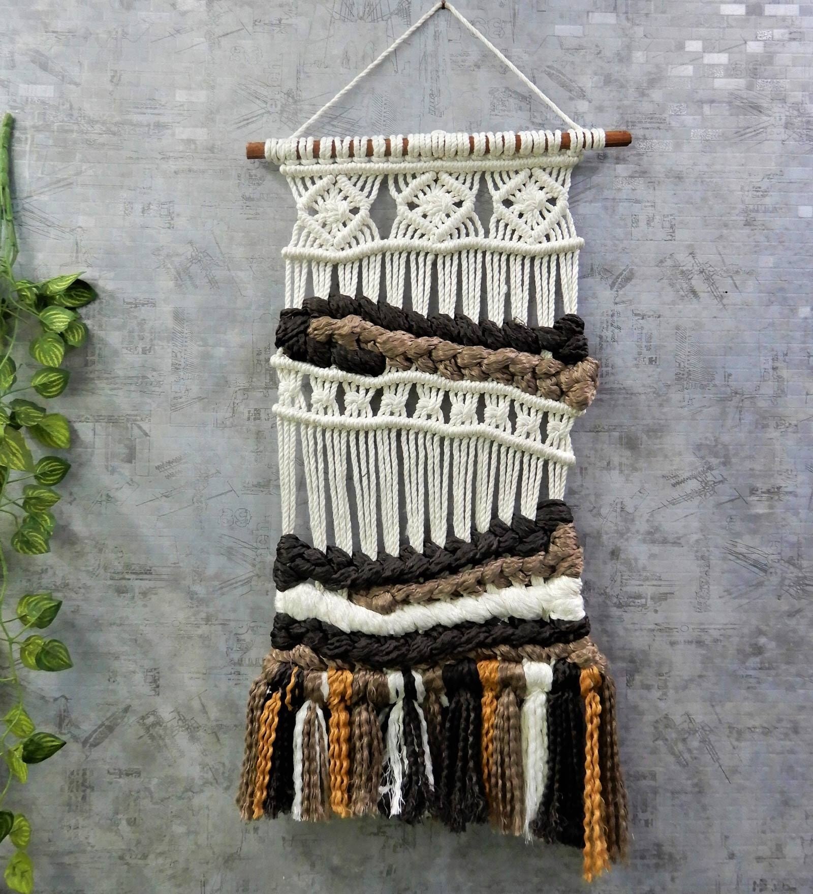 White Boho Handmade Wooden Wall Art